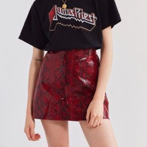 NWOT; Red Snake Print Mini Skirt